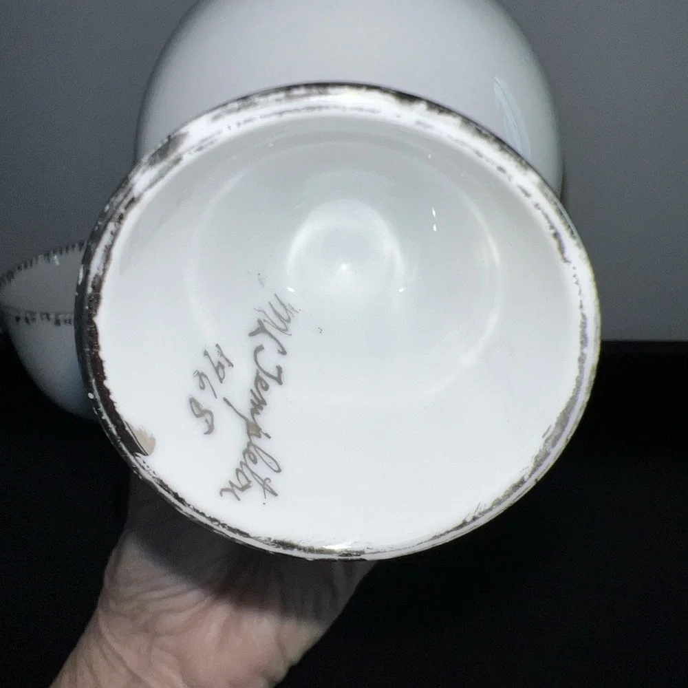 vintage Scottish Dancer porcelain footed cup artist signed 1968